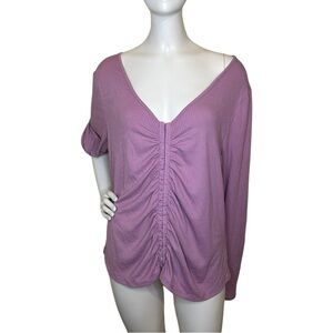 Hippie Rose Trendy Plus Size Ruched Hook-and-Eye-Front Top 1X & 2X
